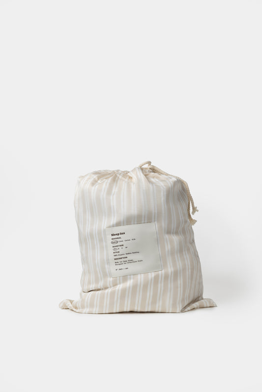 Oat & White Stripe Fitted Sheet