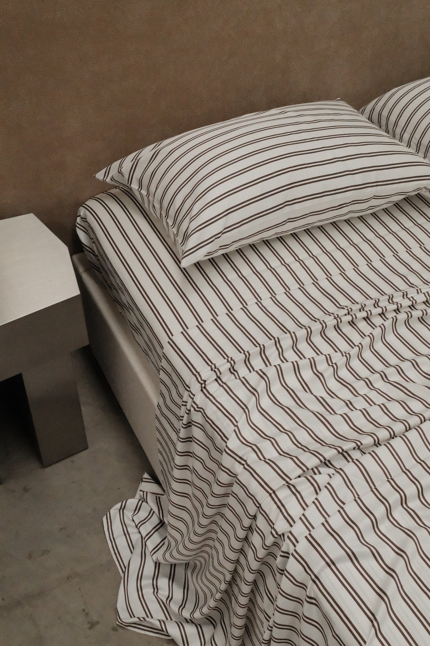 Chocolate & White Stripe - Standard Pillow Set