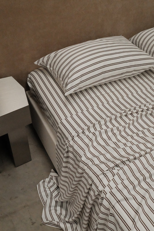 Chocolate & White Stripe - King Pillow Set