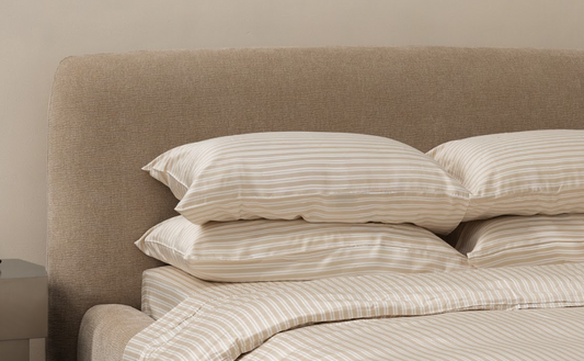 Oat & White Stripe - King  Size - Pillow Set