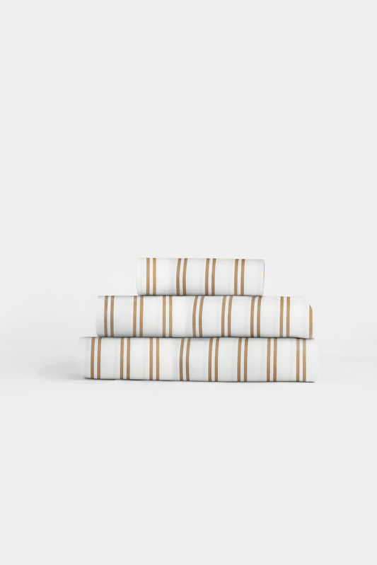 Caramel & White Stripe Sheet Set