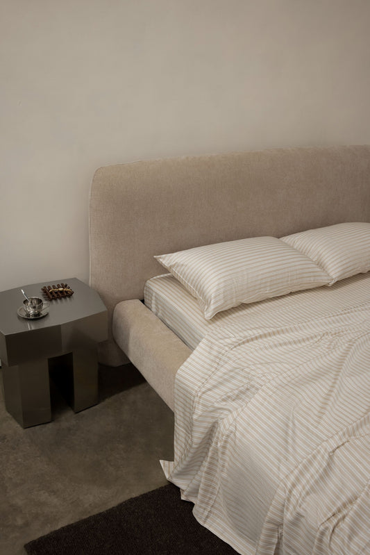 Oat & White Stripe Sheet Set